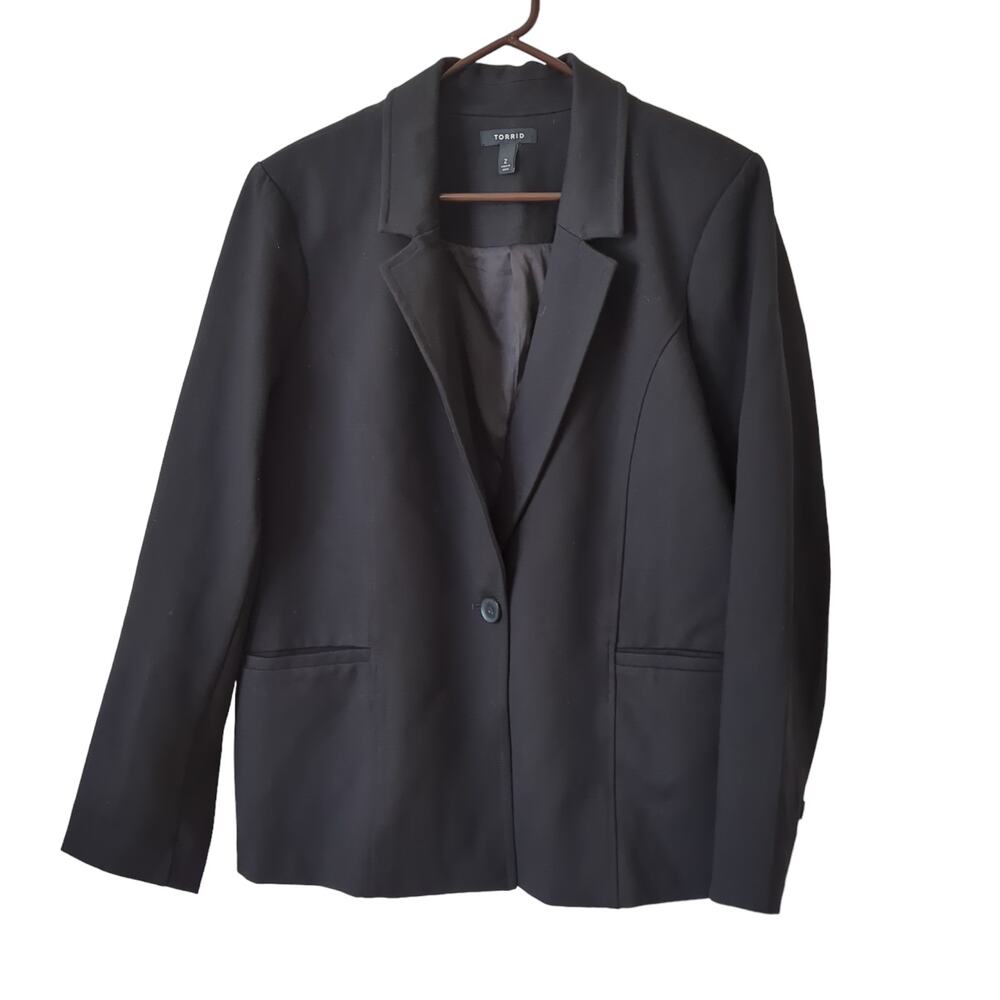 Torrid Womens Plus Size Blazer Suit Jacket 2 2X Black Career Professional Work